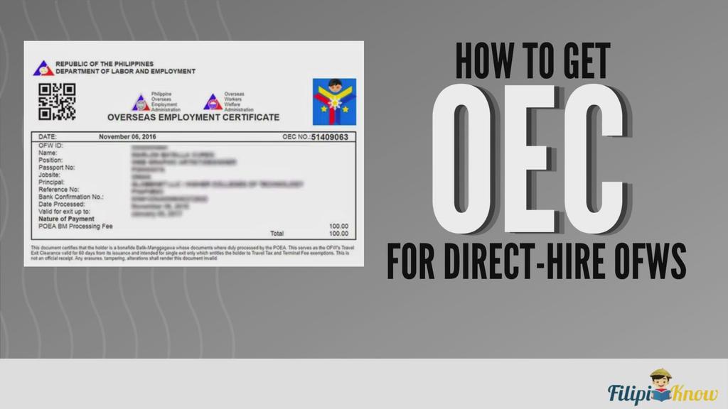 'Video thumbnail for How to Get OEC for Direct-Hire OFWs'