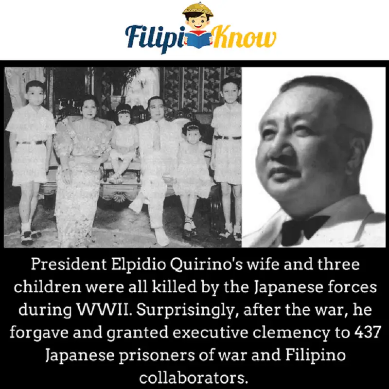 president elpidio quirino family killed by japanese