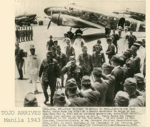 WWII Japanese Premier Tojo & Gen. Waji-Ehk Arrive in Manila
