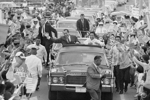 President Richard Nixon and President Ferdinand Marcos in Motorcade in Philippines