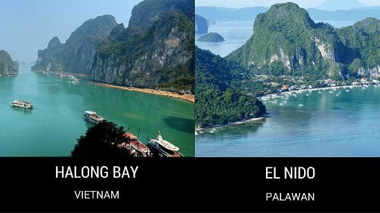 Halong Bay in Vietnam and El Nido in Palawan