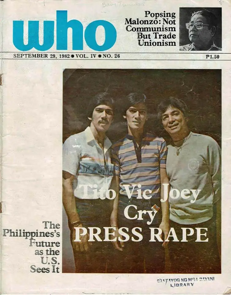 tito vic and joey on the cover of Who Magazine 1982