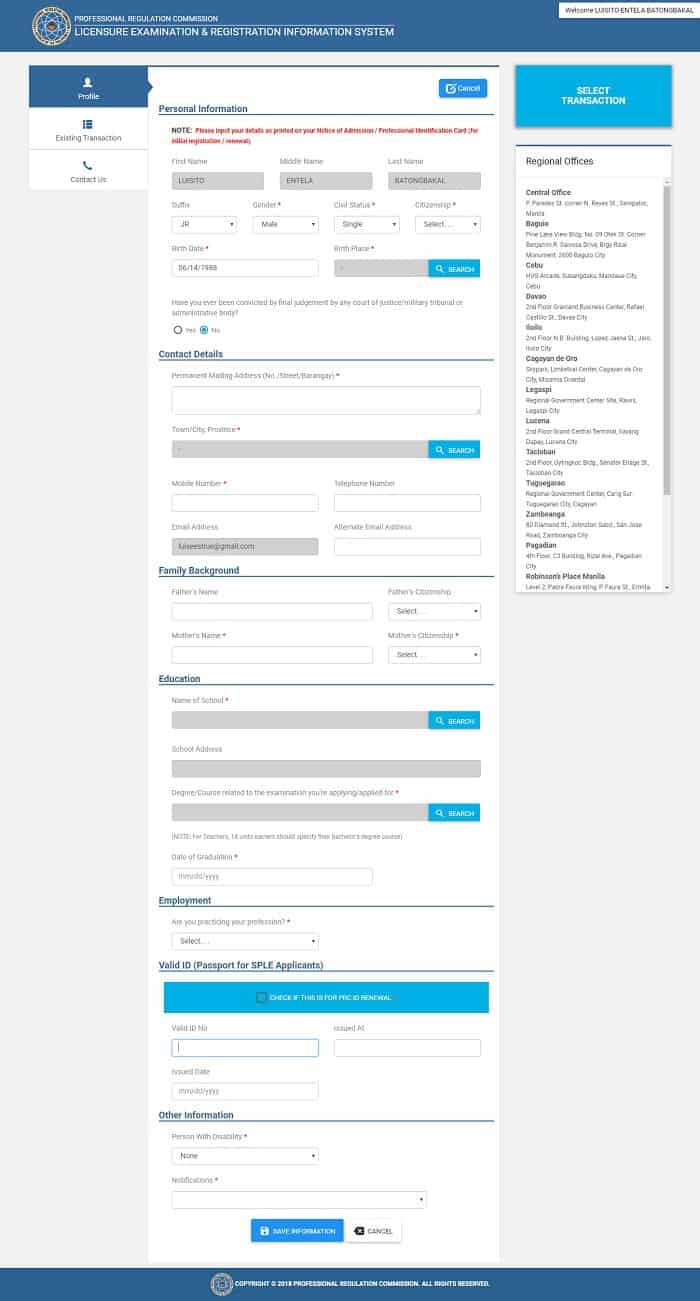 online apply prc to how Online 2019 for PRC for Application Examination: Updated Board