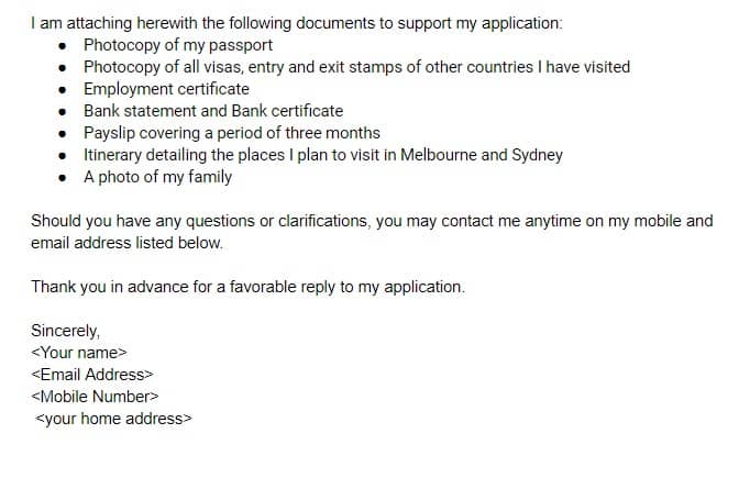 sample cover letter for tourist visa application australia from philippines 2