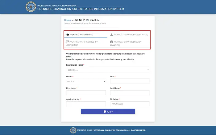 prc verification of rating methods