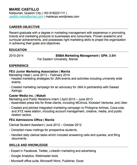 resume sample philippines 10