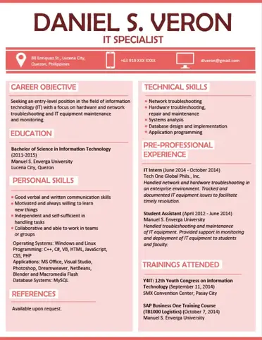 Resume Sample For Fresh Graduate In The Philippines Filipiknow