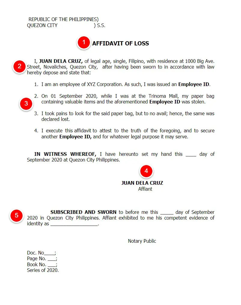 Affidavit of Loss Sample Philippines (Free Download) - FilipiKnow