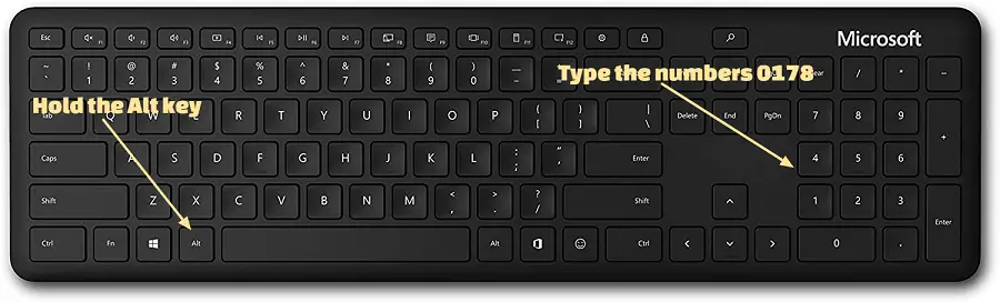 how to type the squared symbol in windows keyboard