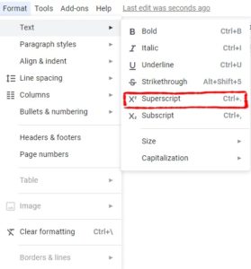 keyboard shortcut for subscript on chromebook