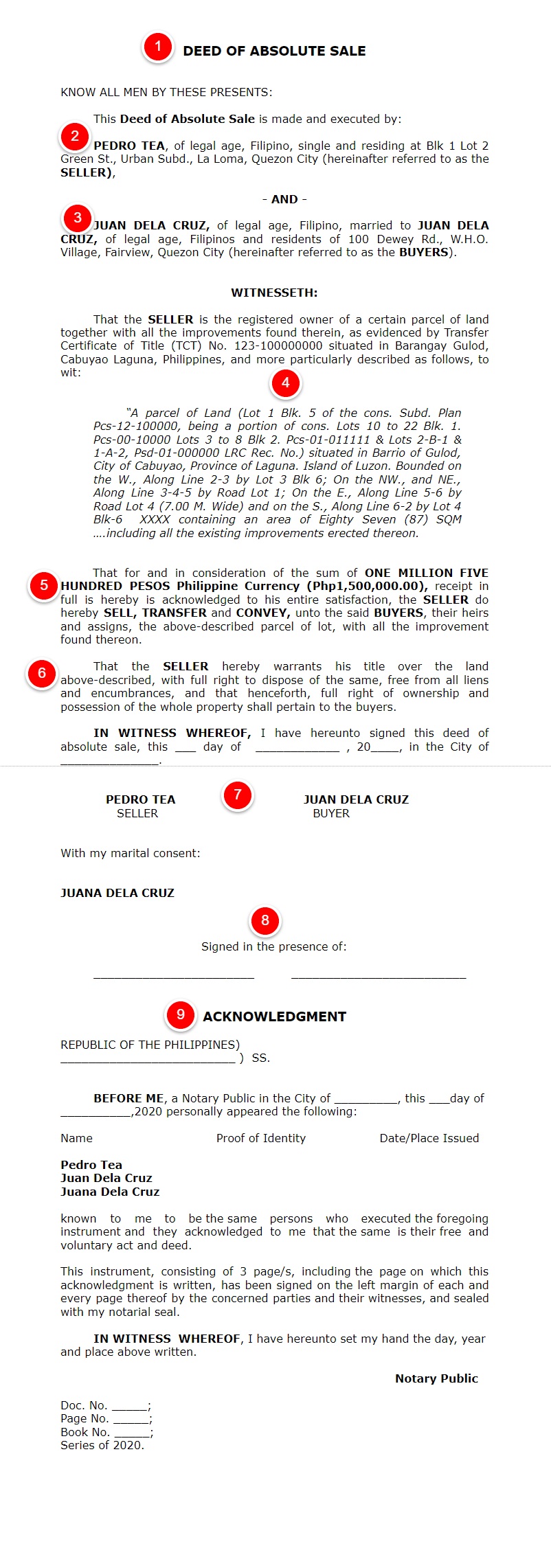 Sample Deed Of Sale Without Land Title