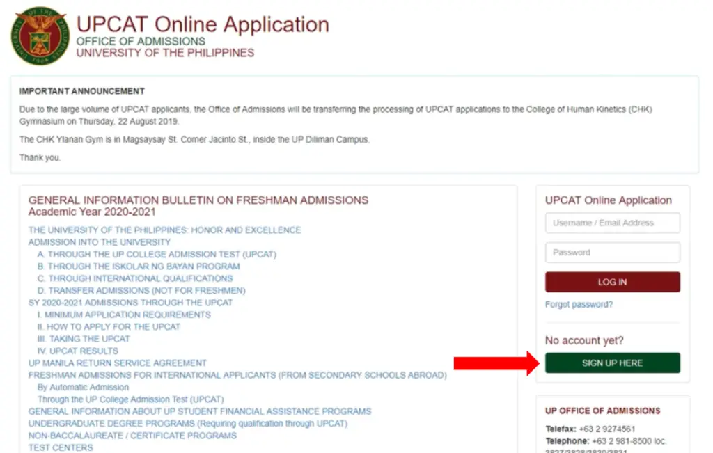 how to apply upcat 2