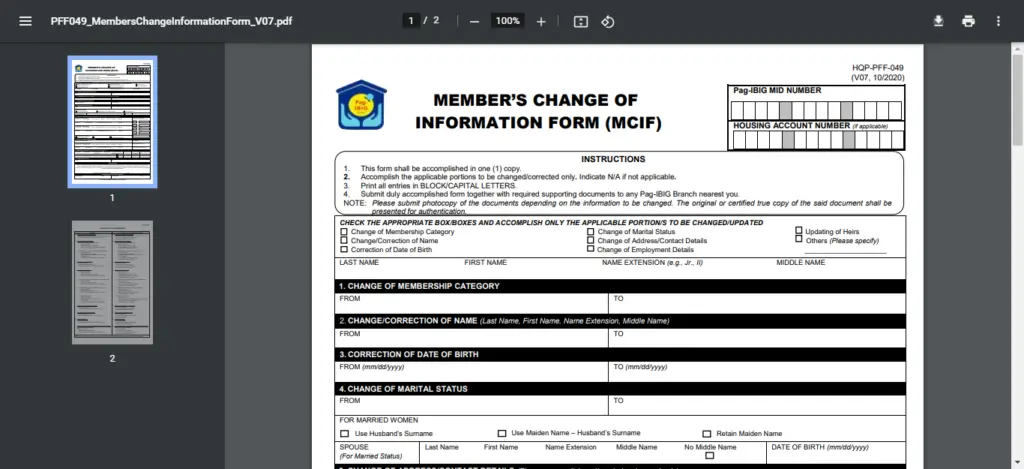 pag ibig change of information online 1