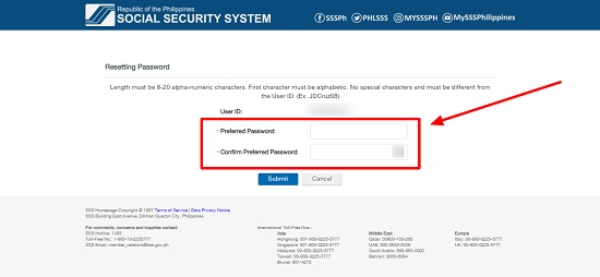 how to reset password in sss 7