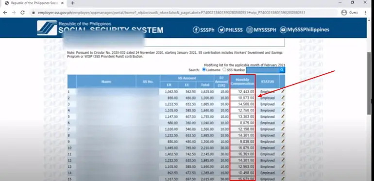 how to change employee contribution in sss 5