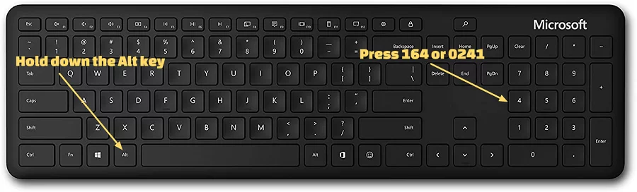 how to type small enye on a windows computer with a numpad