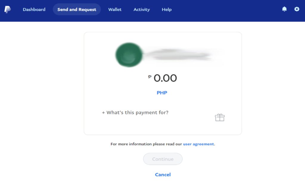 Secondary Paypal Account Send and Request Tab