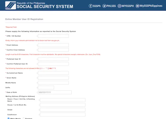 sss online registration 3