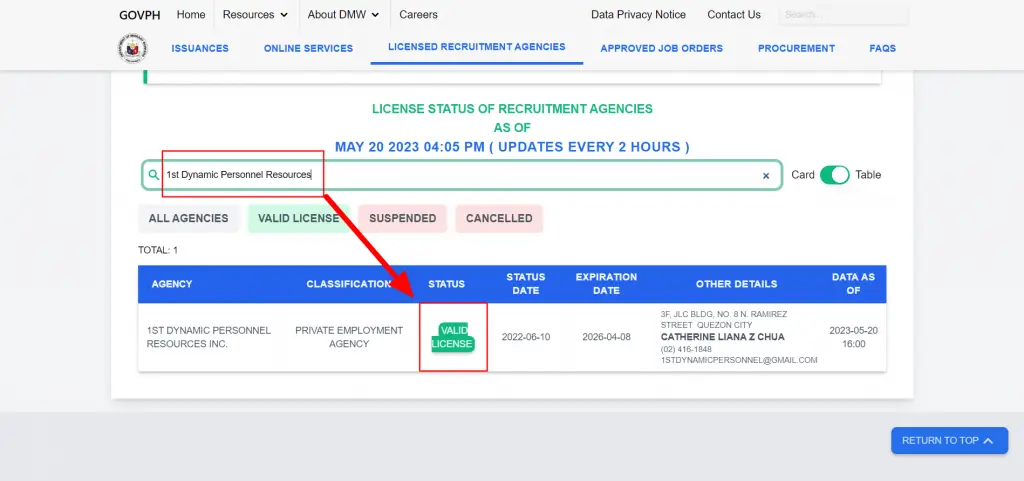 how to verify the status of the korea recruitment agency online