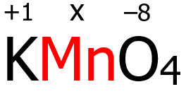 algebraic sum of the oxidation numbers of elements in potassium permanganate