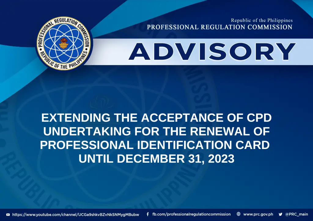 extension of the acceptance of cpd undertaking for the renewal of PRC license until 2023