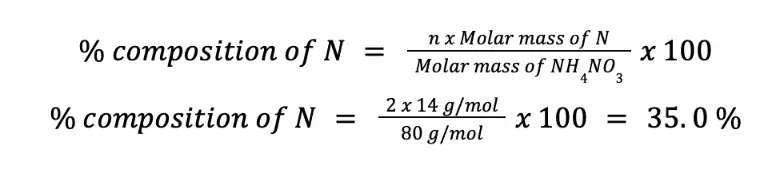 percent composition of nitrogen in ammonium nitrate