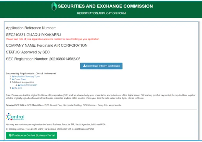 sec business name registration 25