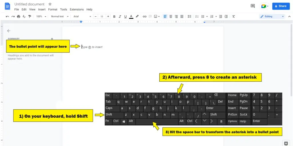 how to type a bullet point 8