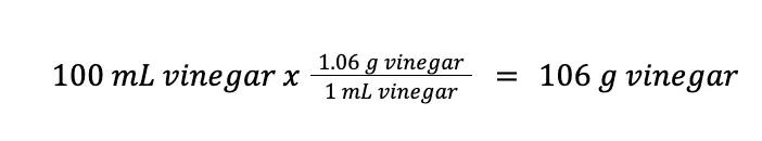 mass of vinegar