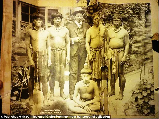 Dr. Truman K. Hunt with the band of Igorots he recruited for his Coney Island shows