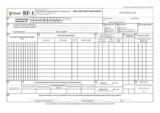 PhilHealth RF-1 form