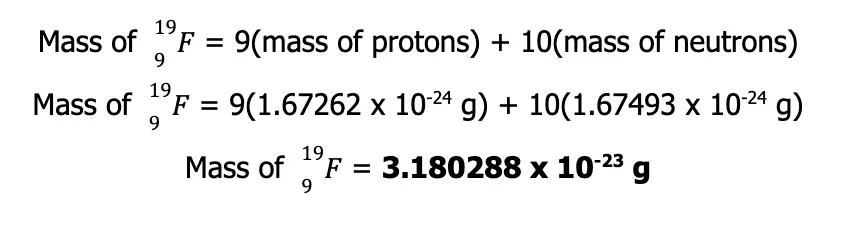 calculated atomic mass of fluorine isotope