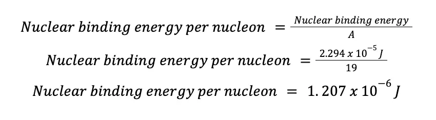 nuclear binding energy per nucleon of the fluoride isotope