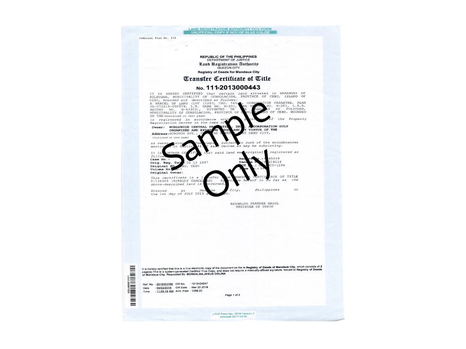 Sample of CTC What is a Certified True Copy of Land Title and Why You Should Get One?