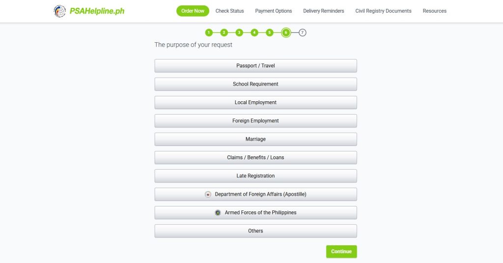 step 5 select the purpose How To Request Documents From The PSAHelpline? (Updated 2025 Guide)